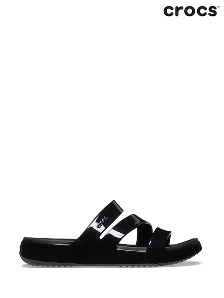 Crocs Black Getaway Patent Strappy Sandals (F41171) | R$ 445