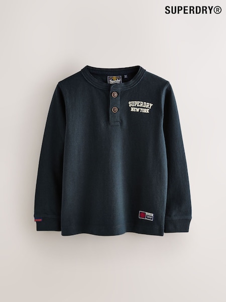 Superdry Black Long Sleeve Henley T-Shirt (F41190) | €29 - €35