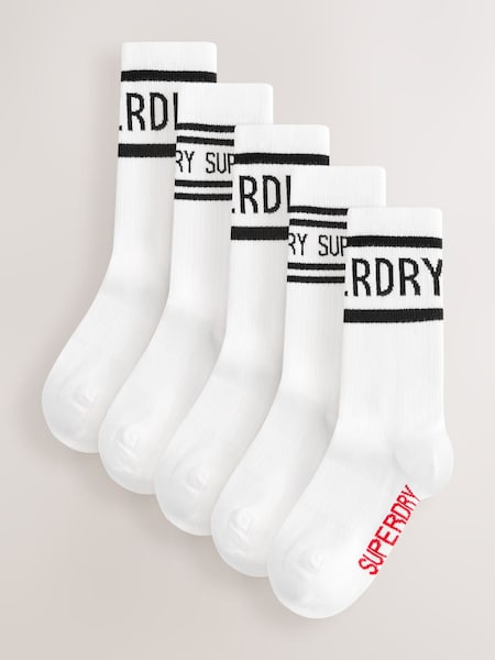 Superdry White Socks 5 Pack (F41236) | R$ 130 - R$ 140