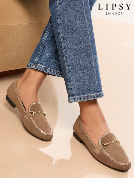 Lipsy Taupe Standard Fit Snaffle Faux Leather Loafers (F41401) | €48