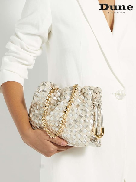 Dune London Gold Primrose S Small Woven Drawstring Bag (F41425) | €190