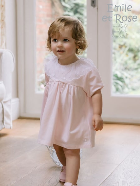 Emile Et Rose 2 Piece Pink Short Dress with Embroidered Tulle & Frilly Pants (F41437) | €80