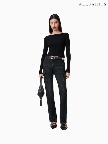 AllSaints Black Hollis Cargo Bootcut Jeans (F41454) | €211