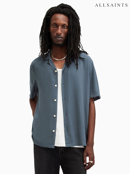 AllSaints Grey Venice Short Sleeve Shirt (F41491) | €142