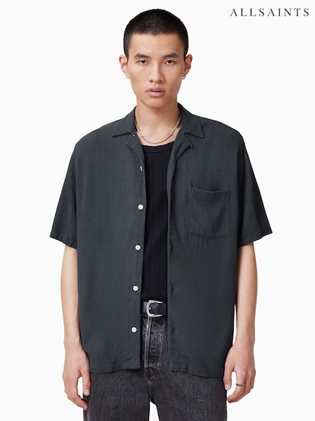 AllSaints Blue Cudi Short Sleeve Shirt (F41493) | €144