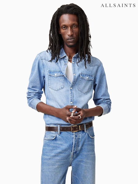 Синий - AllSaints Cotton Macgowan Shirt (F41505) | €144