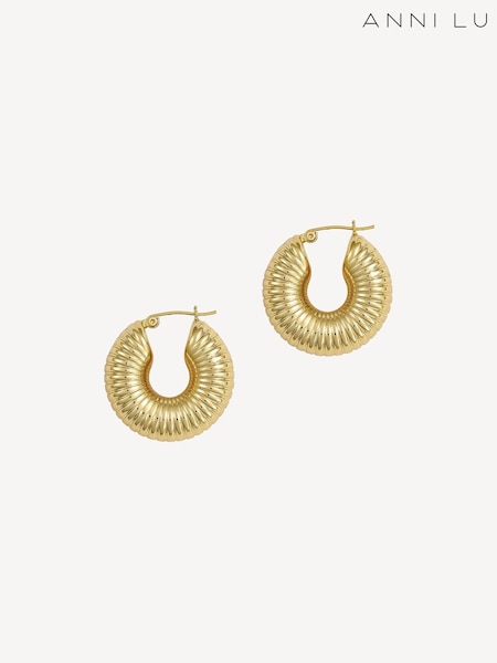 Anni Lu Gold Tone Ripple Hoop Earrings (F41533) | AED437