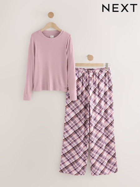 rožnata - Crew Neck Long Sleeve Check Pyjamas (F41578) | € 48