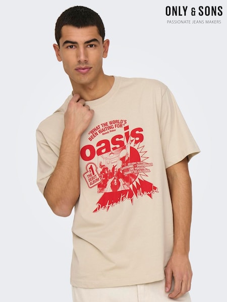 Only & Sons Grey Oasis Band Relaxed Fit T-Shirt (F41581) | €29