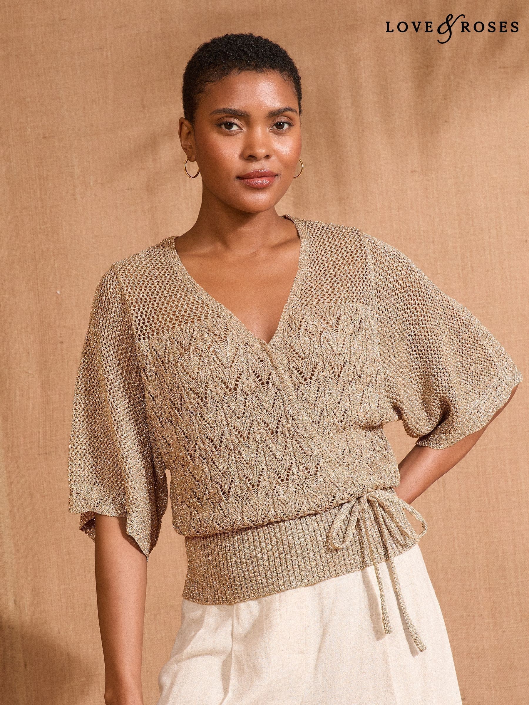 【Audire】Jane half-sleeve knit tops Buy THE AUDREY SHORT SLEEVE SHIRT | Johnny Was