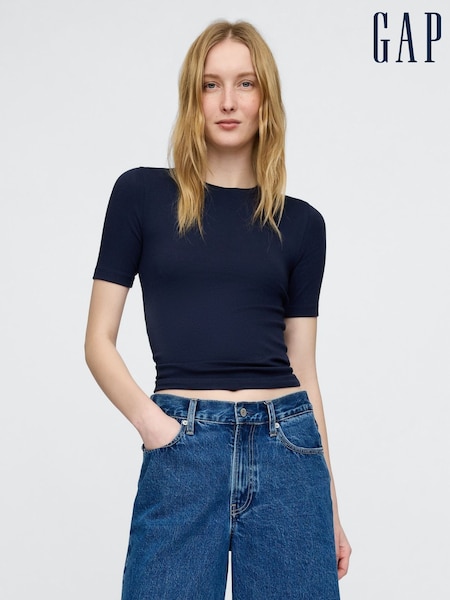 Gap Navy Blue Modern Cotton-Modal Short Sleeve Crew Neck T-Shirt (F41655) | €18.50