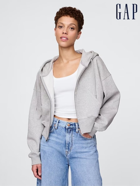 Gri - Gap Vintage Soft Full-Zip Pantofi cu platformă Hanorac cu glugă (F41656) | 372 LEI