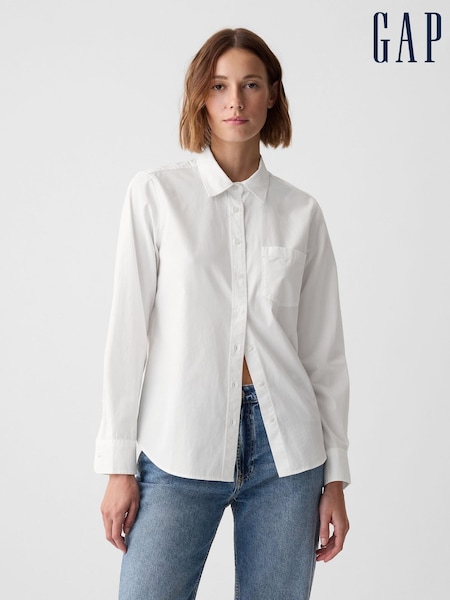 Gap White Cotton Long Sleeve Poplin Shirt (F41658) | €50