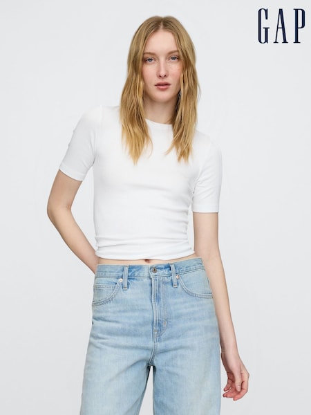 Blanco - Gap Modern Cotton-Modal Short Sleeve Crew Neck T-Shirt (F41661) | 23 €