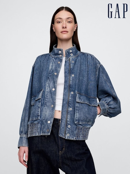 Gap Blue UltraSoft Denim Bomber Jacket (F41665) | €107