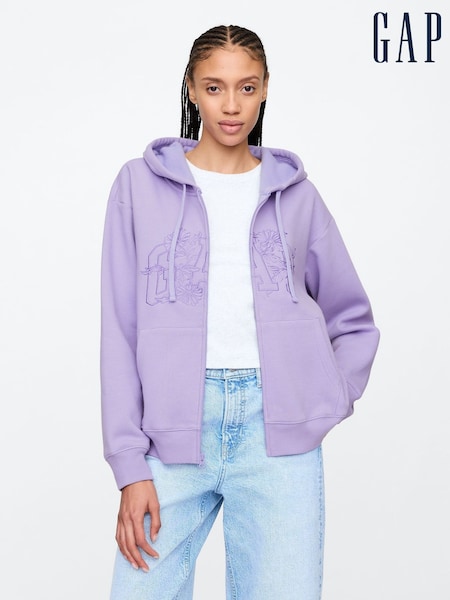 Gap Purple Floral Vintage Logo Zip Up Hoodie (F41669) | €46