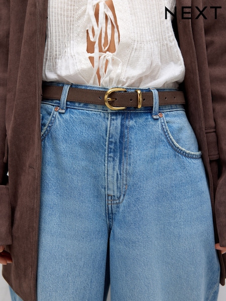 Chocolate Brown Suede Premium Made In Italy Mid Width Belt (F41674) | €39