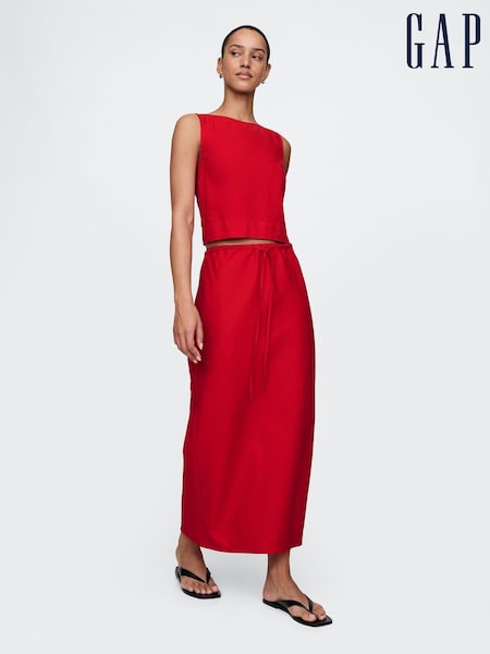 Gap Red Heavyweight Linen-Blend Midi Skirt (F41699) | €63