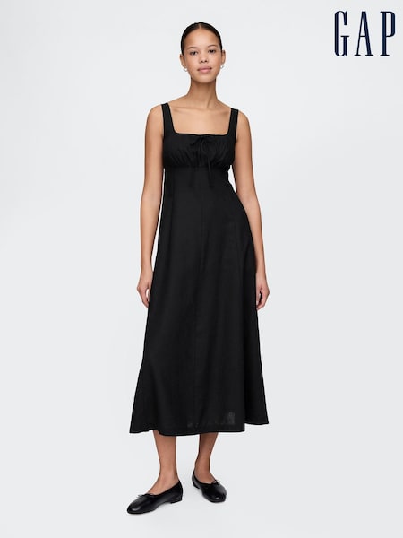 Черный - Gap Linen-Blend Midi Dress (F41703) | €119