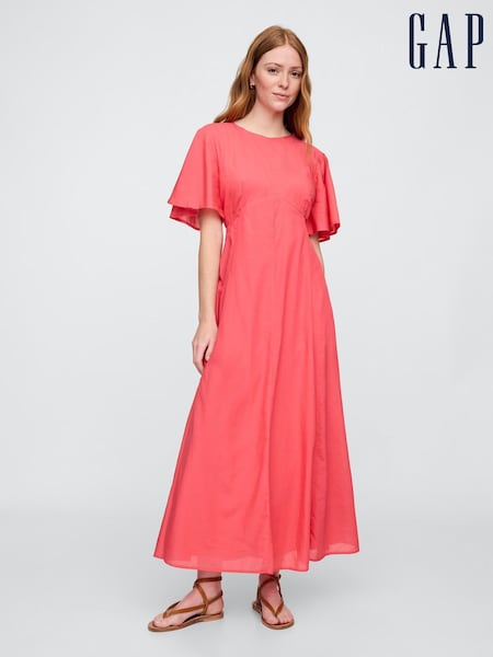 Koralli Vaaleanpunainen - Gap Voile Flutter-Sleeve Maksimekko (F41709) | €142