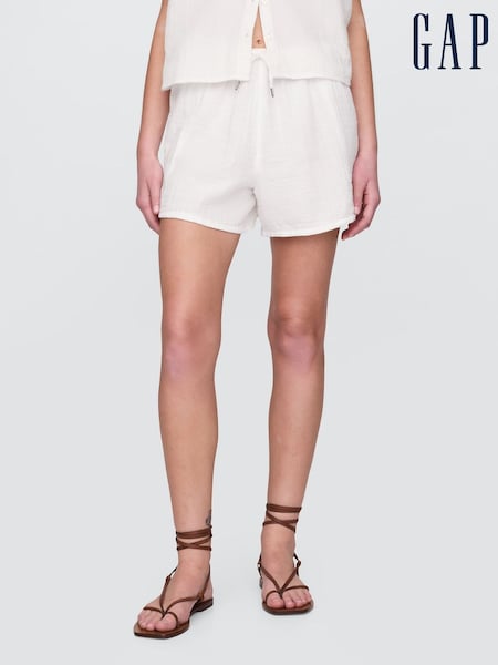 Gap White 100% Cotton Crinkle Gauze Easy Shorts (F41711) | €34