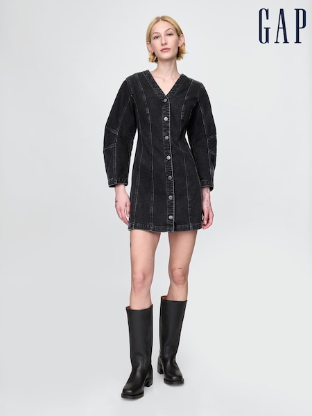 Gap Barrel-Sleeve Denim Mini Shirt Dress (F41713) | 521 LEI