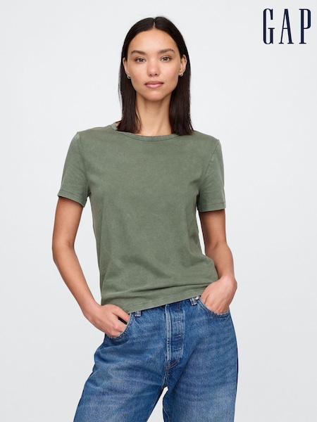Gap Green Crew Neck Vintage 100% Organic Cotton Short Sleeve T-Shirt (F41716) | €20.50