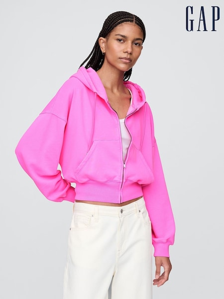 Roz - Gap Vintage Soft Full-Zip Pantofi cu platformă Hanorac cu glugă (F41723) | 372 LEI