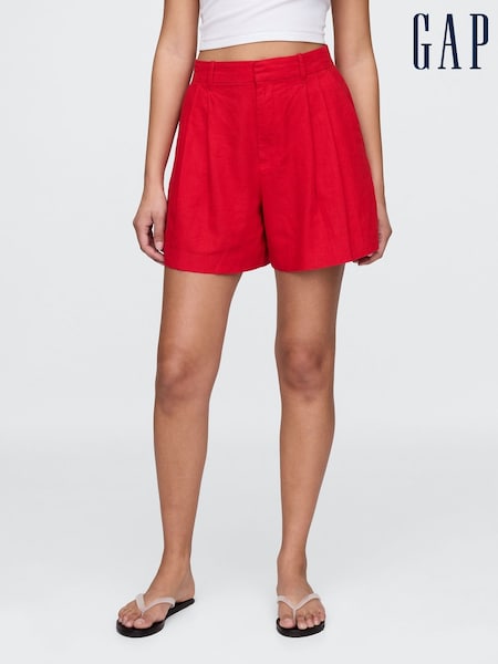 Gap Red Heavyweight High Waisted Linen-Blend Shorts (F41725) | €53