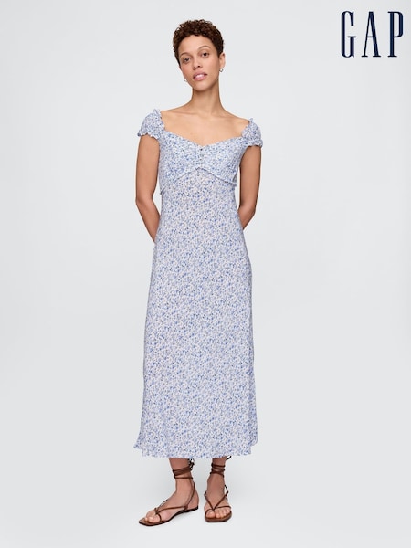 Gap Blue Sweetheart Crepe Midi Dress (F41727) | €98