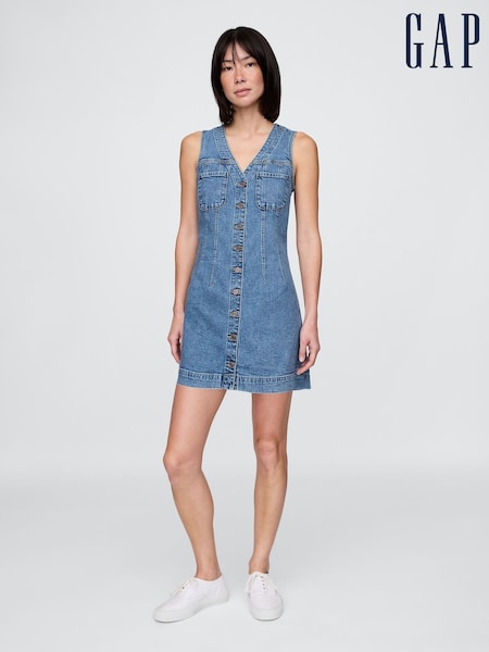 Gap Blue V-Neck Denim Mini Dress (F41743) | €66