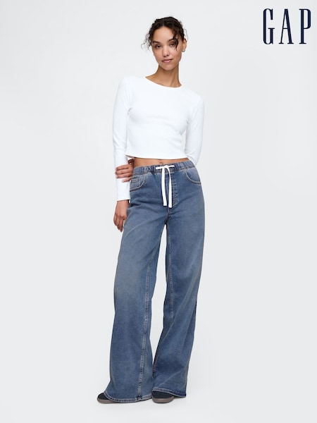 Sininen - Gap Mid Rise Knit Easy Baggy Jeans (F41744) | €79