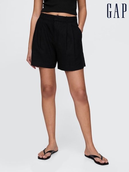 Schwarz - Gap – schwere, kurze Hosen aus Leinenmischung mit hoher Taille (F41756) | 61 €
