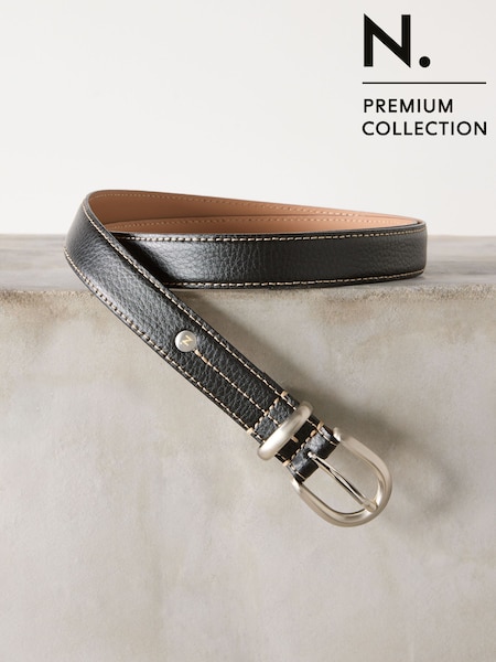 Black Premium Made In Italy Mid Width Belt (F41762) | 117 QAR