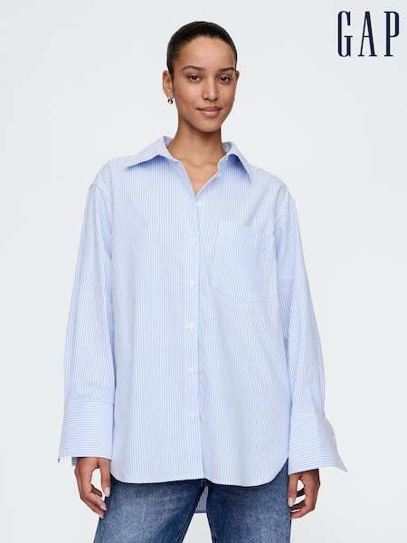 Gap Blue Stripe Organic Cotton Oversized Shirt (F41764) | kr785