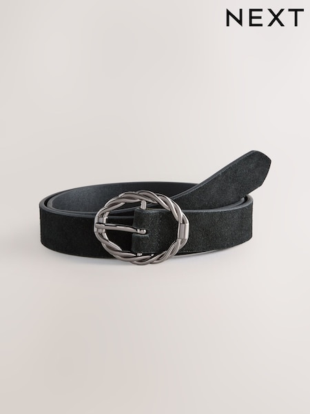 Black Oval Buckle Suede Belt (F41767) | €23