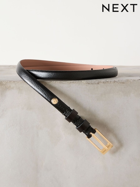 Black Skinny Premium Made In Italy Leather Belt (F41773) | €23
