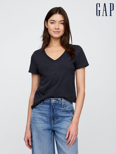 Gap Blue V-Neck Favourite Cotton Short Sleeve T-Shirt (F41817) | €17