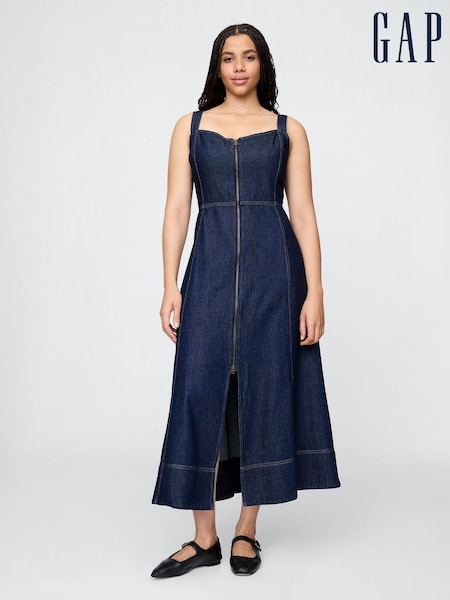 Gap Dark Wash Blue UltraSoft Denim Maxi Dress (F41823) | €112