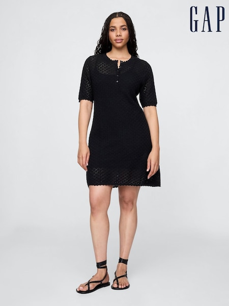 Negru - Gap Lenjerie de pat-Blend Pointelle Mini Rochie (F41829) | 521 LEI