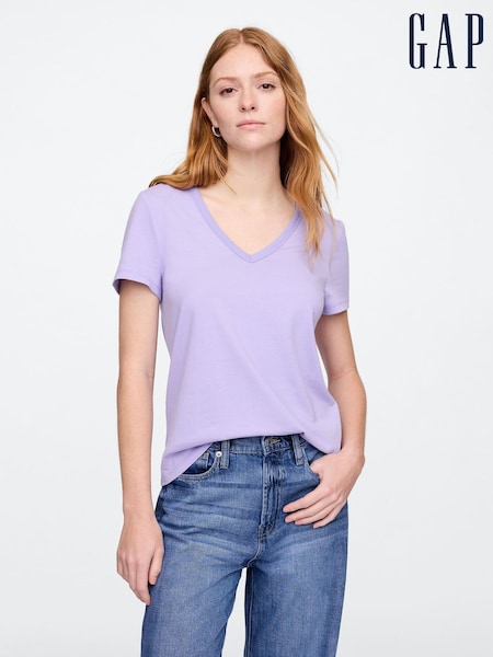 Lila mov - Tricou Gap Favourite din bumbac Mânecă scurtă (F41834) | 89 LEI