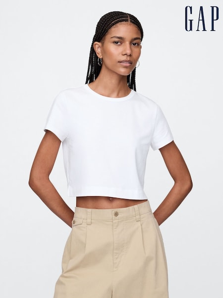 Gap White Vintage 100% Organic Cotton Shrunken Cropped T-Shirt (F41837) | €21