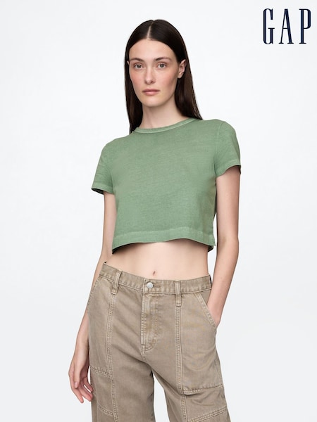 Verde - Tricou Gap Vintage 100% din bumbac organic Bluze tip bustieră (F41850) | 112 LEI