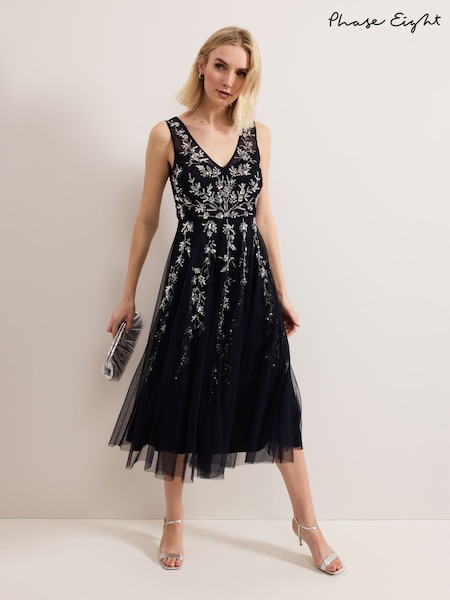 Phase Eight Blue Marissa Beaded Dress (F41883) | €370