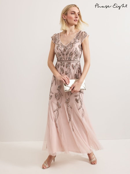 Phase Eight Pink Evonne Beaded Dress (F41901) | AED2,149