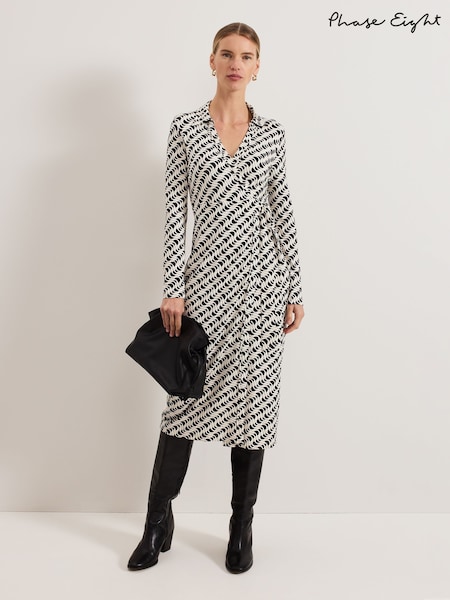 Phase Eight Black Gina Geo Wrap Dress (F41903) | €168