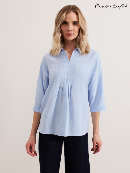 Phase Eight Blue Cynthia Zip Shirt (F41907) | ₪347