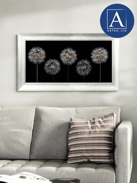 Artko Silver Clock Flowers by Asaf Frank Framed Art (F41950) | €163