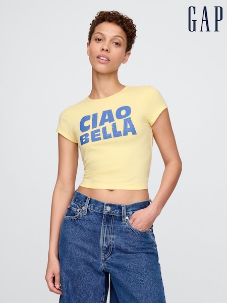 Gap Butter Yellow Cropped Graphic T-Shirt (F42007) | €18.50
