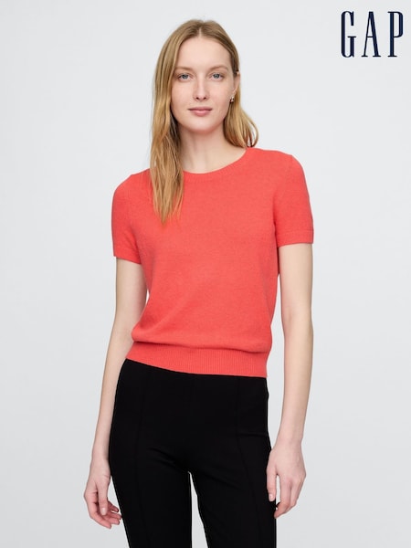 Gap Red CashSoft Short Sleeve Crew Neck Knit Top (F42020) | €33